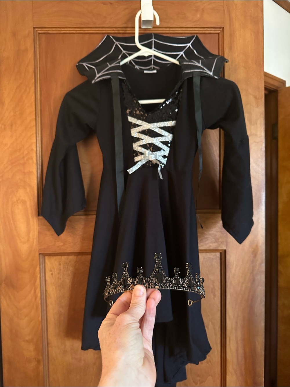 Black Sparkle Spider-Web Princess Costume for Kids